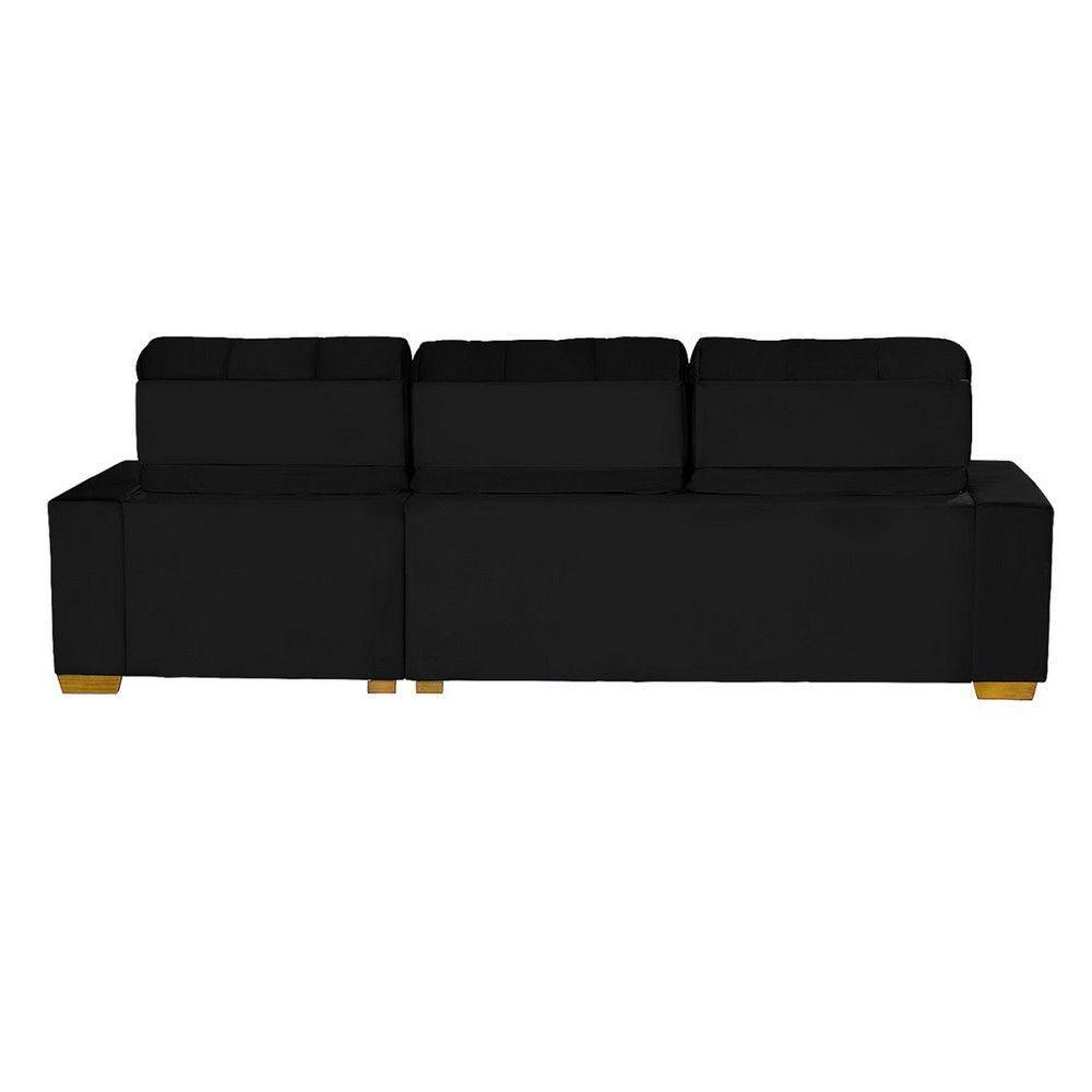 Sofá Modular 6 Lugares 3.05M Retrátil E Reclinável Preto - 2