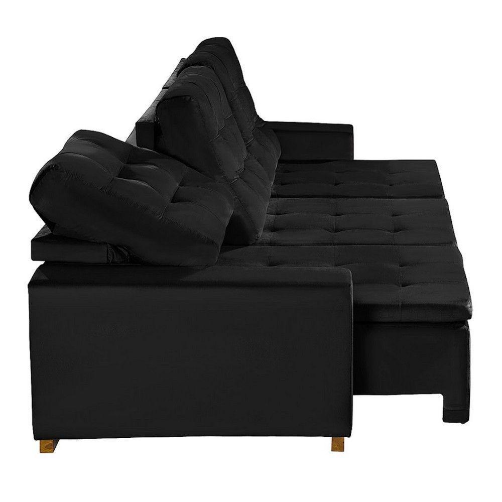 Sofá Modular 6 Lugares 3.05M Retrátil E Reclinável Preto - 5