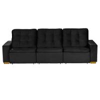 Sofá Modular 6 Lugares 3.05M Retrátil E Reclinável Preto - 9