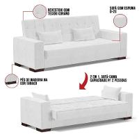Sofá Cama 02 Lugares Corano Branco Pés De Madeira