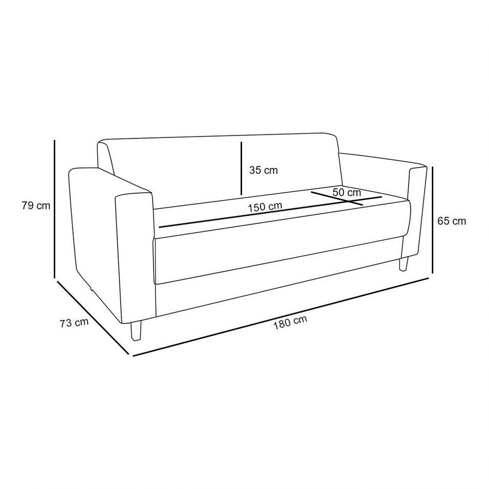 Sofá 03 Lugares Arezzo Suede Preto Castanho - 4