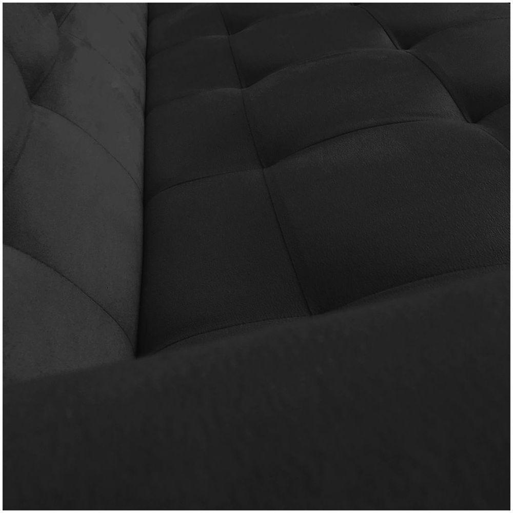 Sofá 03 Lugares Arezzo Suede Preto Castanho - 5