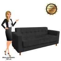 Sofá 03 Lugares Arezzo Suede Preto Castanho - 3