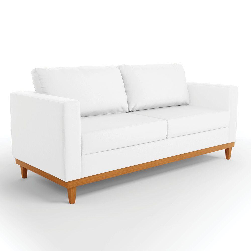 Sofá 03 Lugares Juliette Corino Branco Base Madeira Castanho - 1