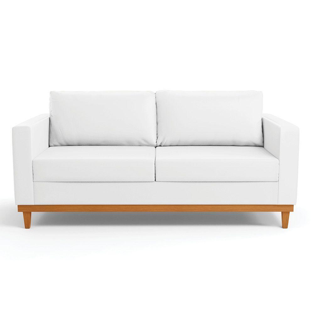 Sofá 03 Lugares Juliette Corino Branco Base Madeira Castanho - 7