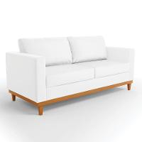 Sofá 03 Lugares Juliette Corino Branco Base Madeira Castanho - 1