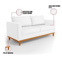 Sofá 03 Lugares Juliette Corino Branco Base Madeira Castanho