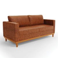 Sofá 03 Lugares Juliette Corano Nozes Base Madeira Castanho - 1