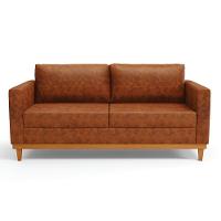 Sofá 03 Lugares Juliette Corano Nozes Base Madeira Castanho - 7