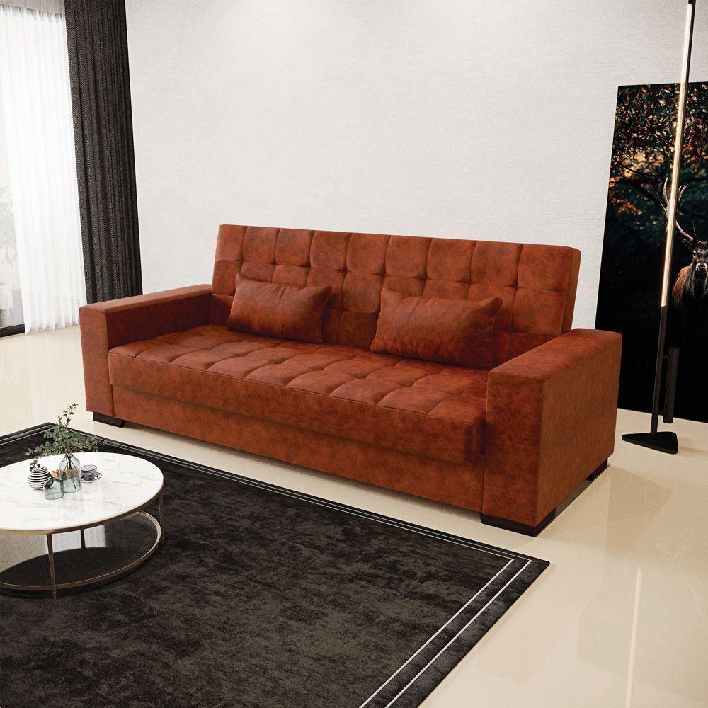 Sofá Cama 02 Lugares Corano Nozes Pés De Madeira - 8