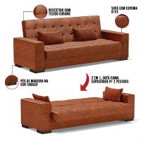 Sofá Cama 02 Lugares Corano Nozes Pés De Madeira