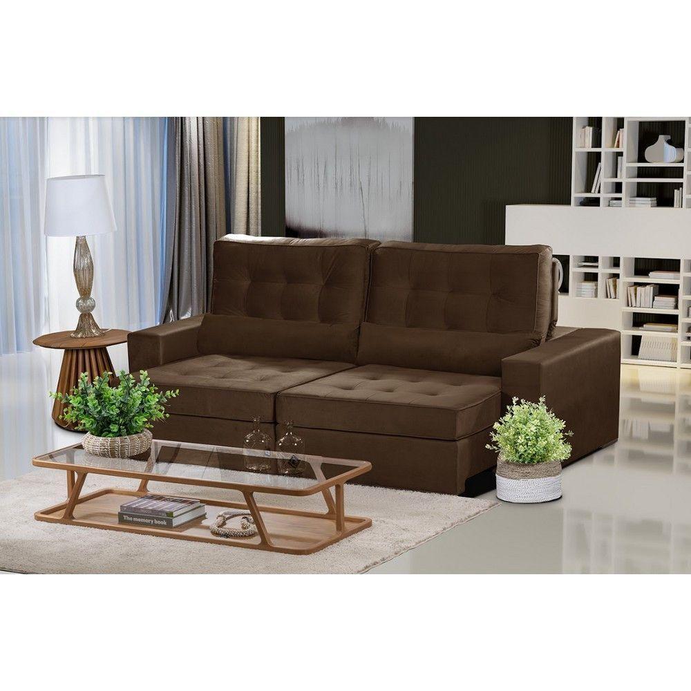 Sofá Modular 5 Lugares 2.50M Retrátil E Reclinável Marrom - 1
