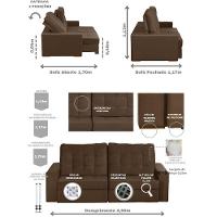 Sofá Modular 5 Lugares 2.50M Retrátil E Reclinável Marrom - 17