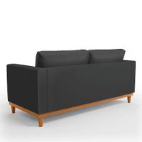 Sofá 03 Lugares Juliette Corino Preto Base Madeira Castanho - 5