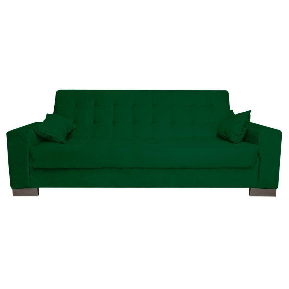 Sofá Cama 2 Lugares para Sala de Estar Lisboa Suede Verde - 1