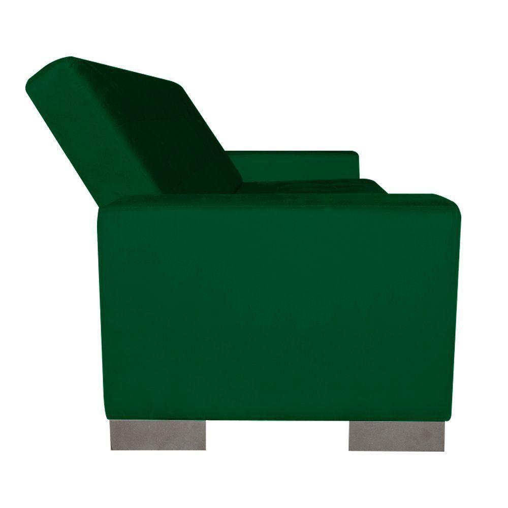 Sofá Cama 2 Lugares para Sala de Estar Lisboa Suede Verde - 4