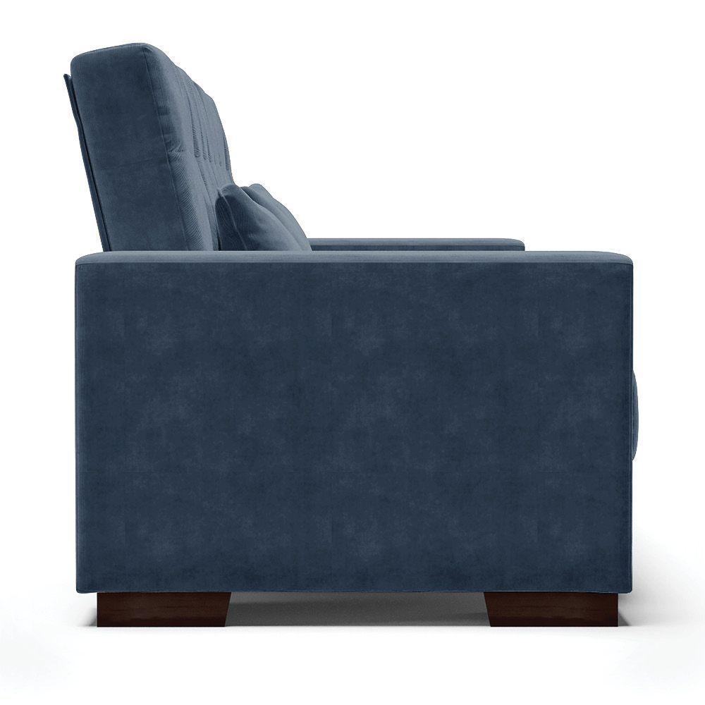 Sofá Cama 2 Lugares Para Sala De Estar Suede Azul Marinho - 8