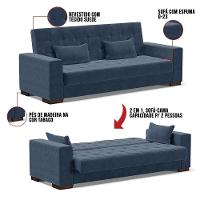 Sofá Cama 2 Lugares Para Sala De Estar Suede Azul Marinho - 2