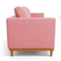 Sofá 03 Lugares Juliette Suede Rosê Base Madeira Castanho - 8