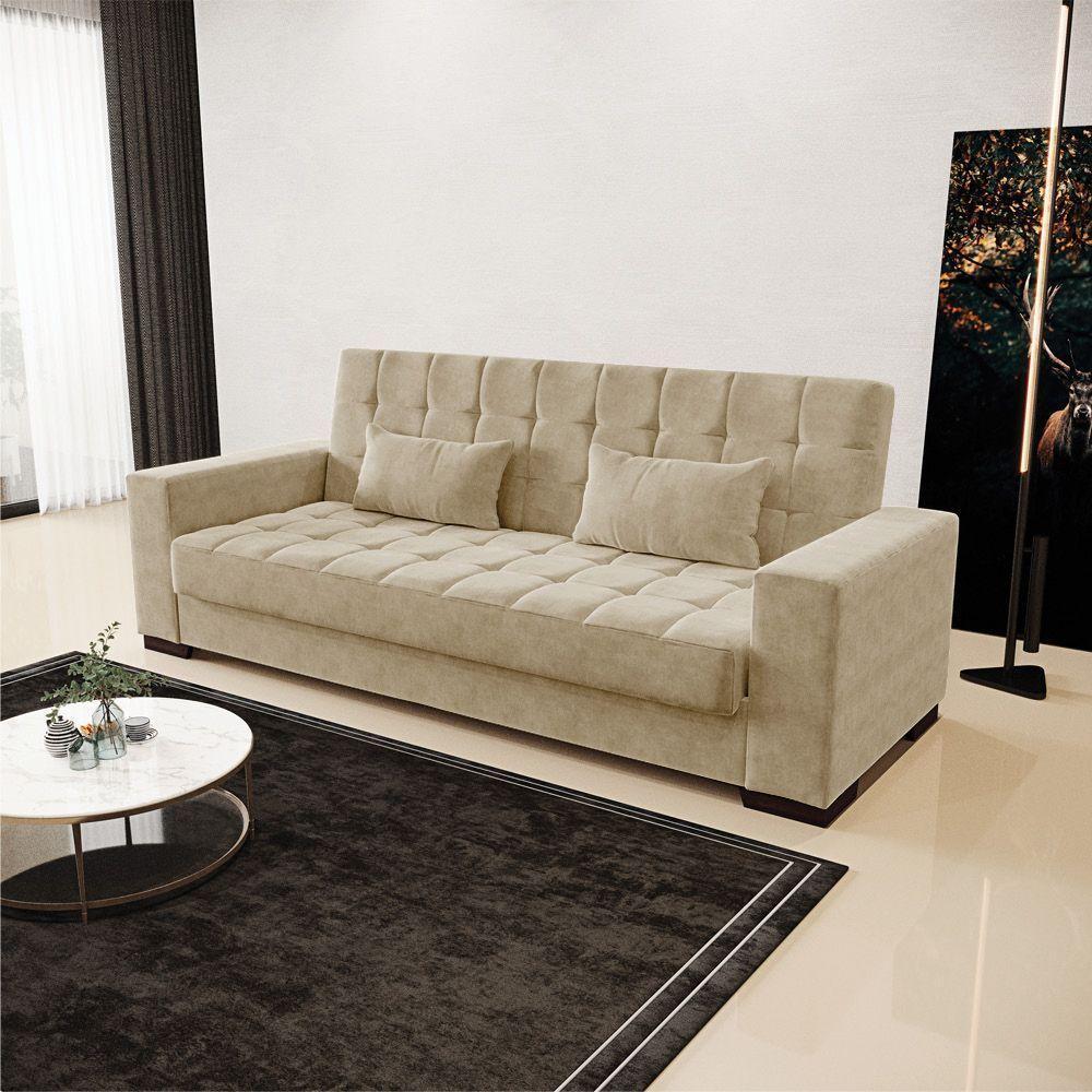Sofá Cama 02 Lugares Suede Marrom Rato Pés De Madeira - 8