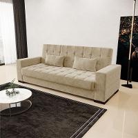 Sofá Cama 02 Lugares Suede Marrom Rato Pés De Madeira - 8