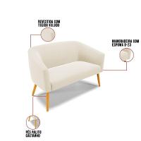 Kit 1 Namoradeira E 2 Poltronas Giratória Base Madeira Bege