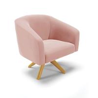 Kit 1 Namoradeira E 2 Poltronas Giratória Base Madeira Rose - 6