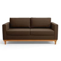 Sofá 03 Lugares Juliette Suede Marrom Base Madeira Castanho - 7