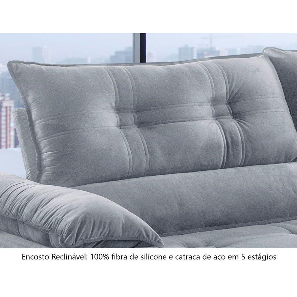 Sofá Retrátil E Reclinável Atenas 1,80m 2 Lugares Prata - 4