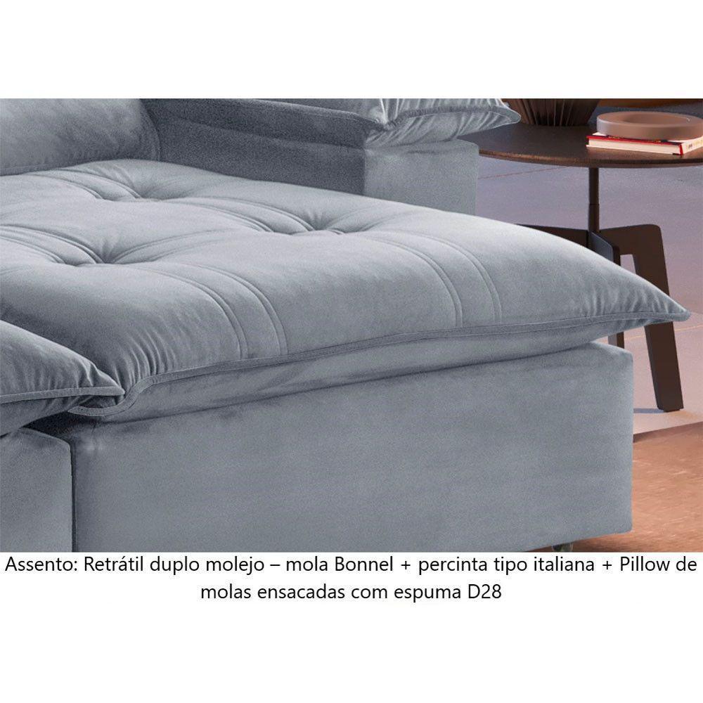 Sofá Retrátil E Reclinável Atenas 1,80m 2 Lugares Prata - 6