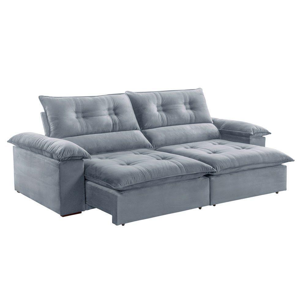 Sofá Retrátil E Reclinável Atenas 1,80m 2 Lugares Prata - 8