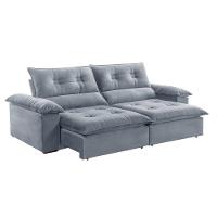 Sofá Retrátil E Reclinável Atenas 1,80m 2 Lugares Prata - 8