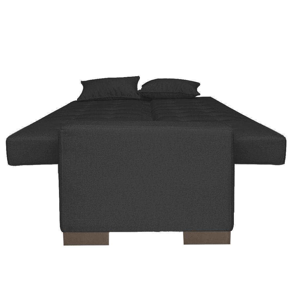 Sofá Cama 2 Lugares para Sala de Estar Lisboa Suede Preto - 5