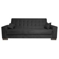 Sofá Cama 2 Lugares para Sala de Estar Lisboa Suede Preto - 1