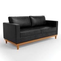 Sofá 03 Lugares Juliette Corano Preto Base Madeira Castanho - 1