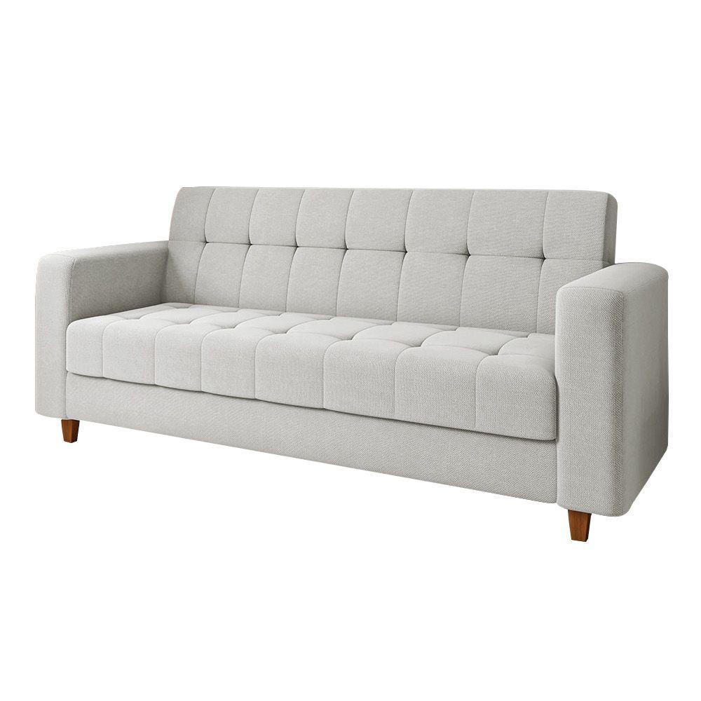 Sofá 03 Lugares Arezzo Linho Castanho A05 Cinza Claro - 4