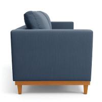 Sofá 03 Lugares Juliette Azul Marinho Base Madeira Castanho - 6