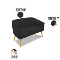 Kit 1 Namoradeira E 1 Poltrona Giratória Base Madeira Preto - 5