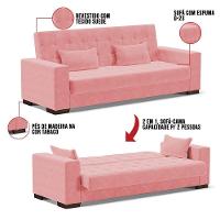 Sofá Cama 2 Lugares Para Sala De Estar Suede Rosê - 2