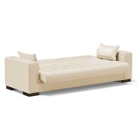 Sofá Cama 02 Lugares Corino Bege De Pés Madeira - 5