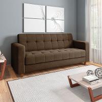 Sofá 03 Lugares Arezzo Suede Marrom Pés Chanfrado Castanho - 8