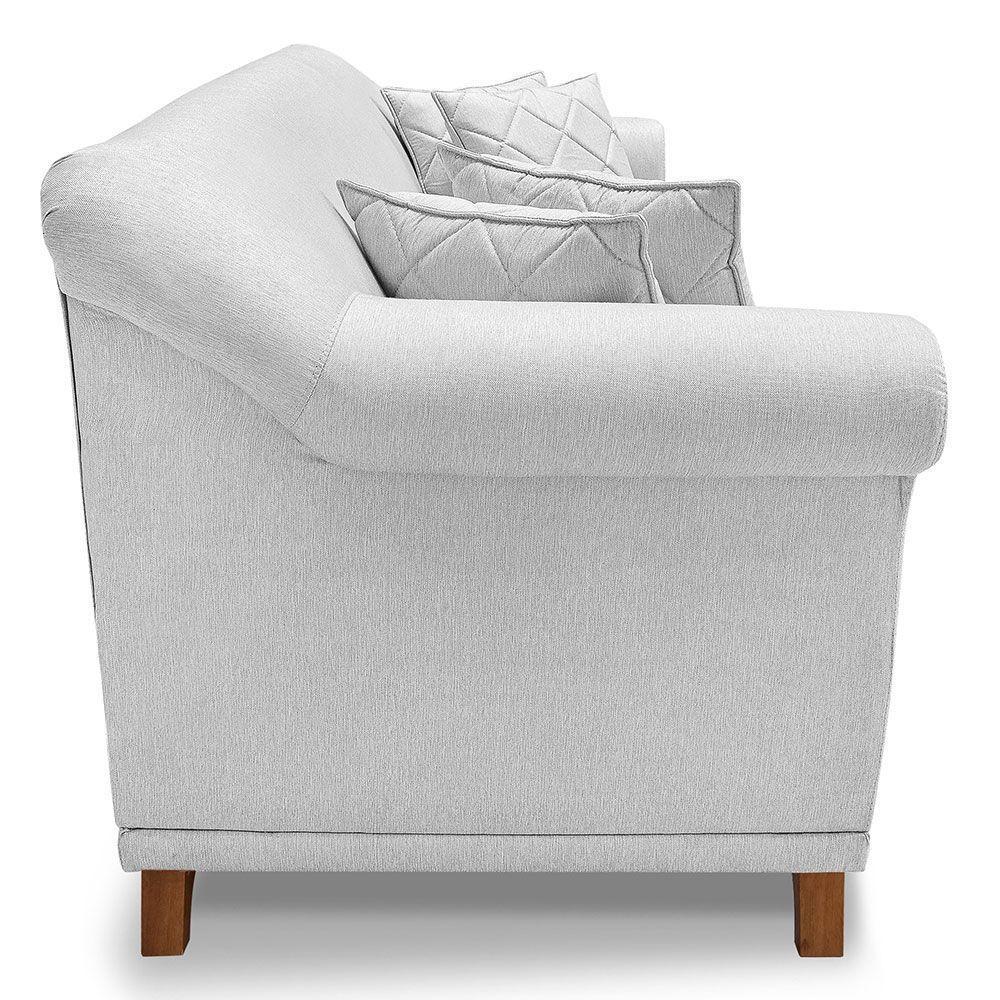 Sofá Living 2 Lugares 1,80m Vênus Linho Cinza Pés Castanho - 6