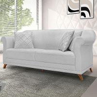 Sofá Living 2 Lugares 1,80m Vênus Linho Cinza Pés Castanho - 7