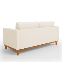 Sofá 03 Lugares Linho Bege A19 Base Madeira Castanho - 5