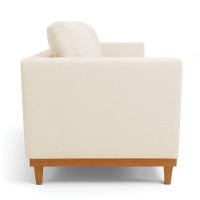 Sofá 03 Lugares Linho Bege A19 Base Madeira Castanho - 6