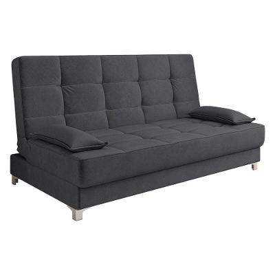 Sofá Cama 193 Cm Veludo Grafite Pés Plástico Cromado