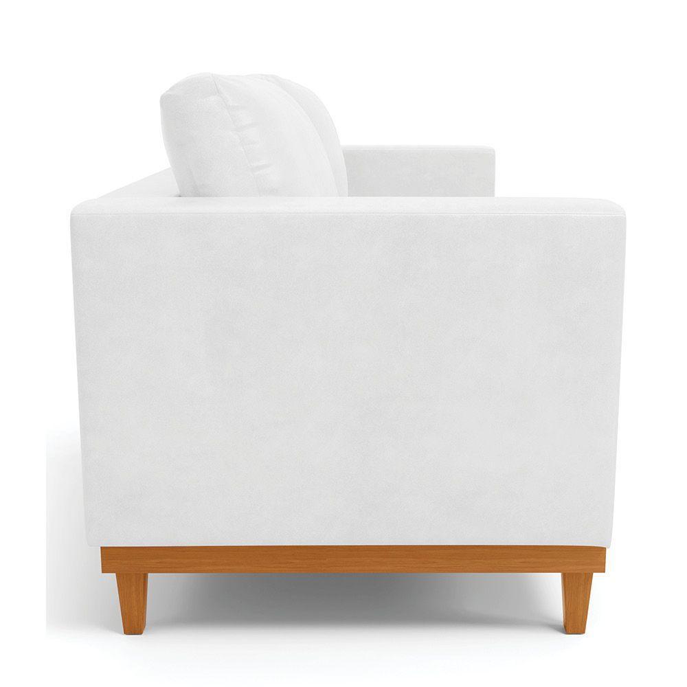 Sofá 03 Lugares Juliette Corano Branco Base Madeira Castanho - 5