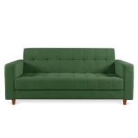 Sofá 03 Lugares Arezzo Suede Verde Pés Chanfrado Castanho - 13