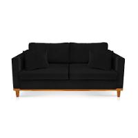 Sofá 03 Lugares Juliette Preto Base Madeira Castanho - 1