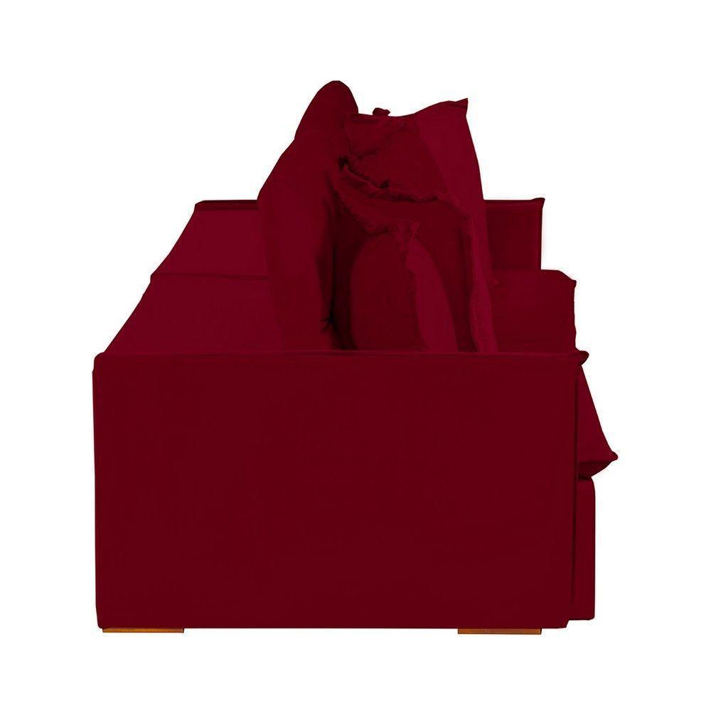 Sofá 4 Lugares Com Molas Retrátil E Reclinável Vermelho - 3
